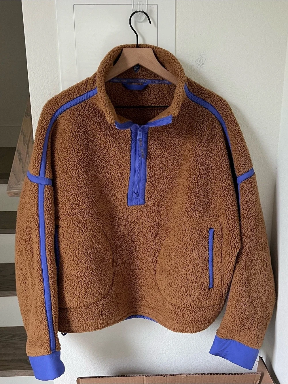 Free People Mountain High Half-Zip Fleece Pullover in Brown Twig Combo